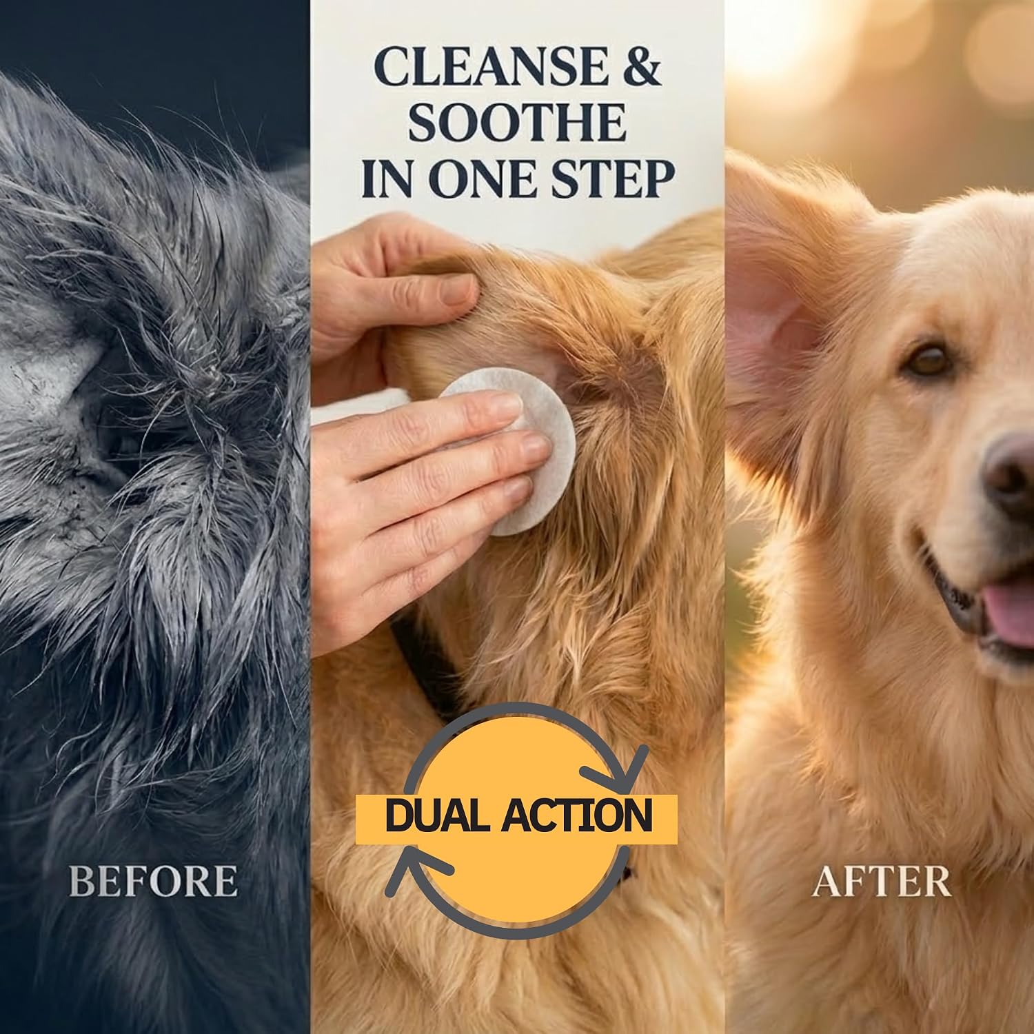 Smiling Paws Otic Cleanser Ear Wipes for Dogs, 100 Count | Otic Cleanser, Stop Ear Itching, Aloe and Eucalyptus, Made in USA