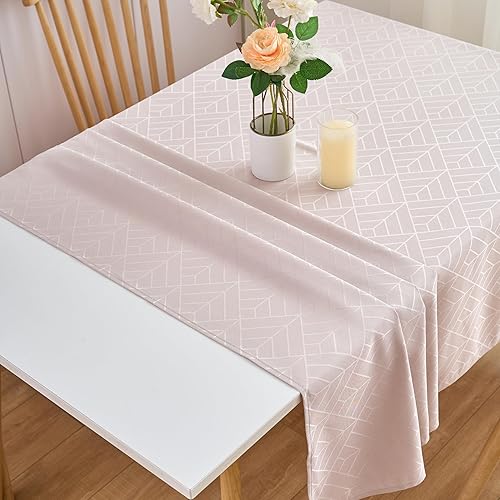 Mantel rectangular de 60 x 84 pulgadas, diseño geométrico, elegante, sedoso, suave, impermeable, lavable, oblongo, para comedor, cocina, fiesta,