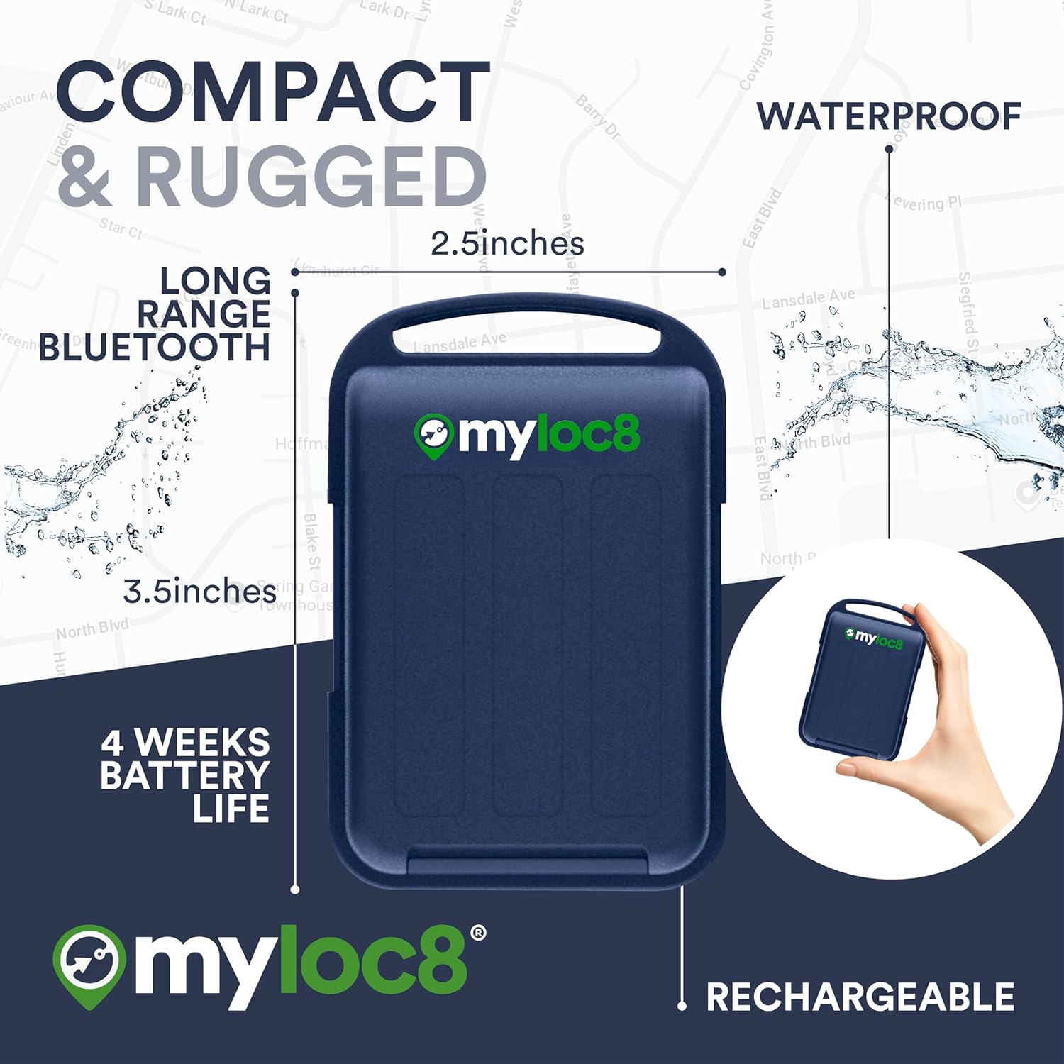 GPS Asset Tracker – Compact Waterproof Real-Time Location Device with App, 4-Week Rechargeable Battery, Magnet/Zip Tie Mount, LTE & Bluetooth, Anti-Theft Tracking for Vehicles, Packages, Equipment