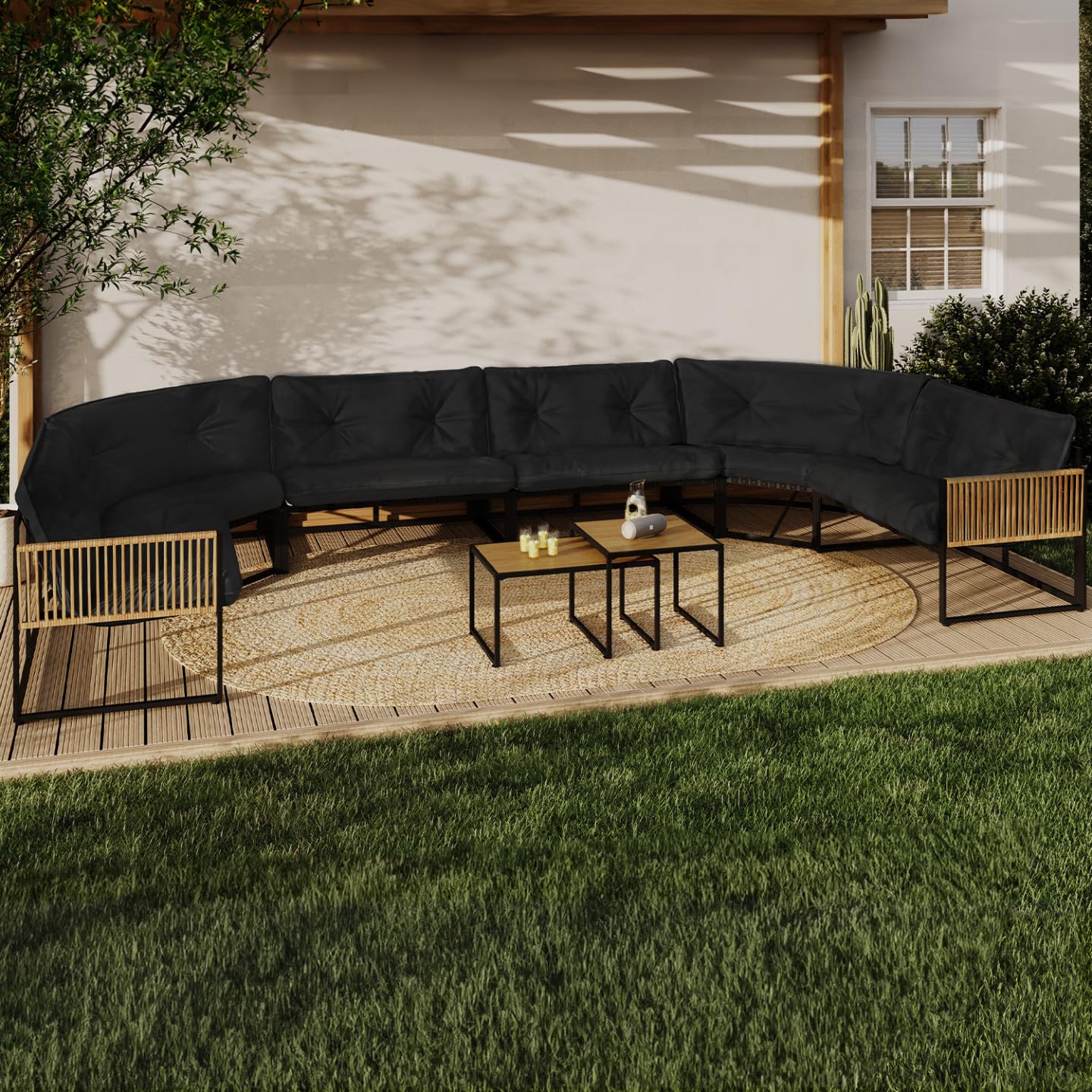 IDMarket - Salon de Jardin Bas Rio 12 Places Salon d'angle