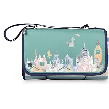 PICNIC TIME Disney Mary Poppins Blanket Tote Picnic Blanket, Folding Outdoor Beach and Camping Blanket with Carry Tote and Zipper Pocket, Water Resistant Fleece, St. Tropez Collection