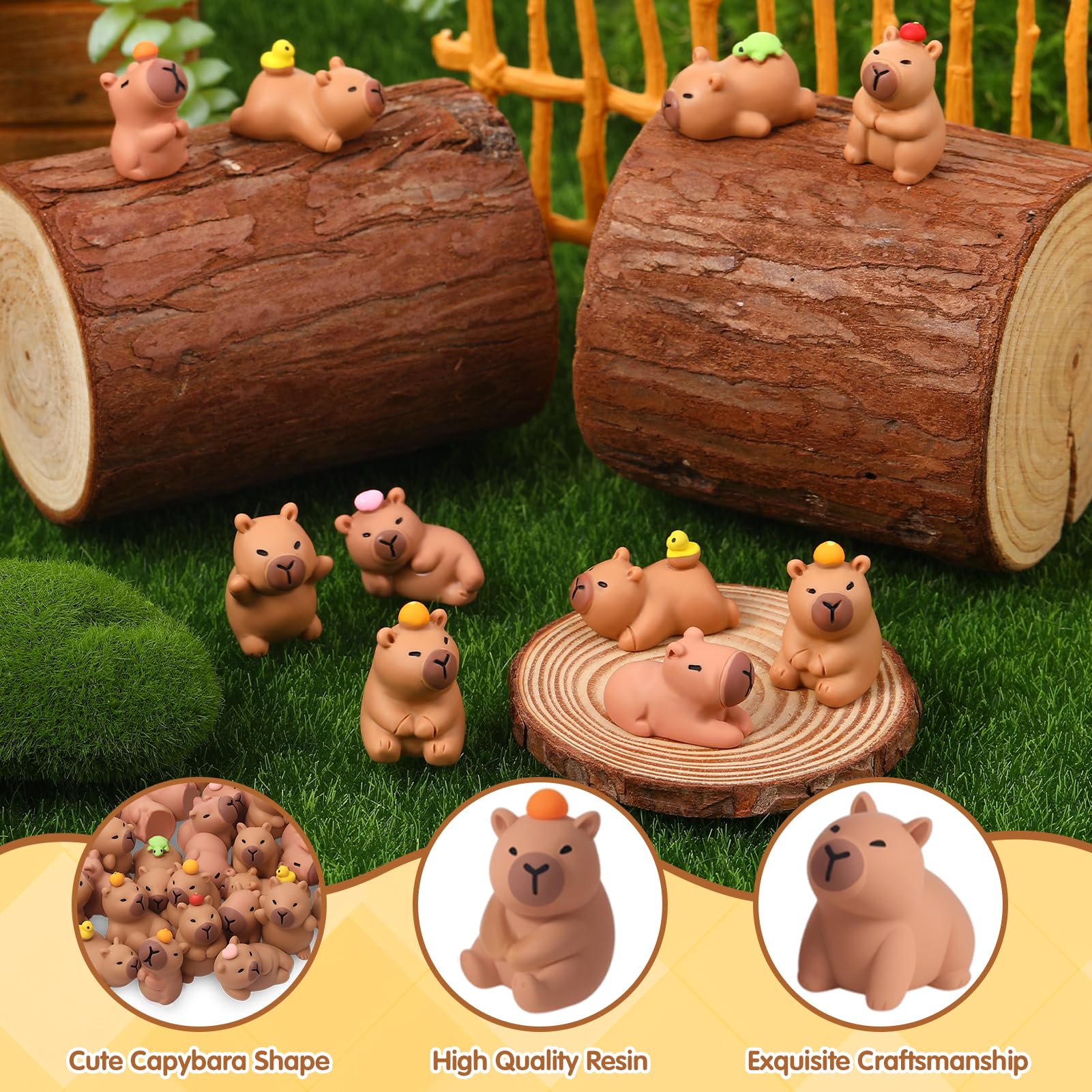 GSrenyu 32 Pcs Mini Capybara Figures 16 Styles Resin Capybaras Mini Figures Resin Animals Cut Capybara Figurine Miniature Figurines for Garden Tabletop Dollhouse Moss Landscape Party Cake Decor DIY - Image 3