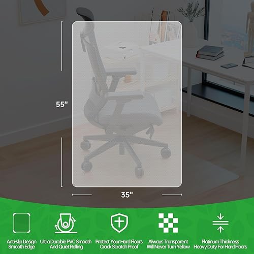 Miniatura 32 de Tapete para silla de oficina para suelos de madera dura, tapete para silla de computadora de fácil deslizamiento, protector de suelo transparente