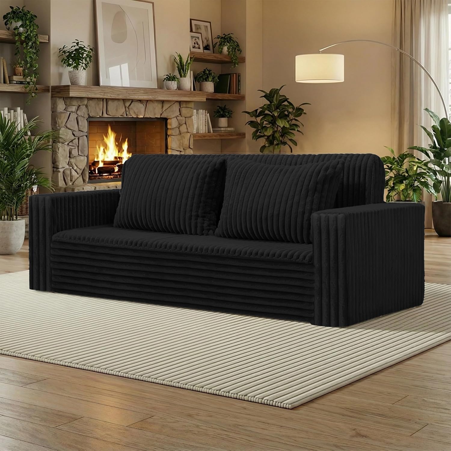 HABUTWAY Folding Sofa Bed, 2 in 1 Convertible Sleeper Chair with 2 Pillows, Portable Fold Out Chair Bed with Armrest, Comfy Floor Couch, Lazy Sofa for Living Room Bedroom Dorm Home Office, Black