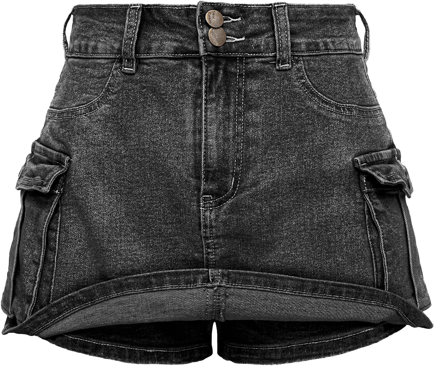 ELLEVEN High Stretchy Denim Cargo Skort for Women, High Waist, Casual Mini Y2K Jean Skirt Shorts with Pockets - Image 4
