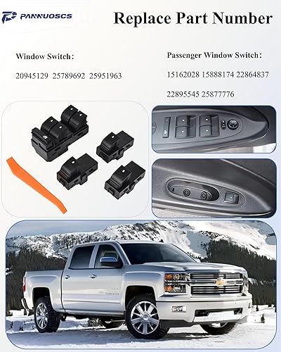 Miniatura 4 de Interruptor de ventana del lado del conductor 20945129 e interruptor de ventana del lado del pasajero 25877776 compatible con Chevy Silverado