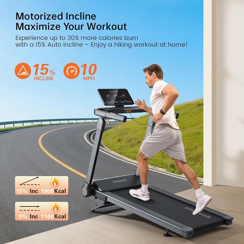 Vitalwalk Foldable Treadmill with Incline 20%/15% Auto Treadmills for Home image 4