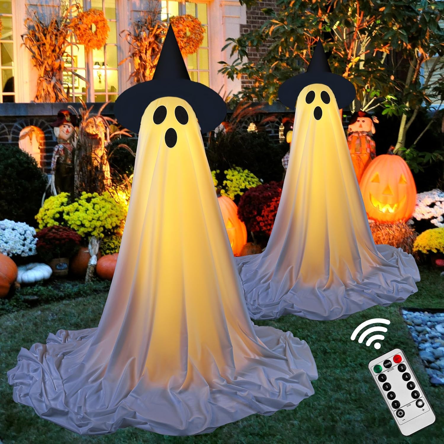 Amazon | ハロウィン飾り 屋外 光る幽霊 置物ライト 高さ調節可