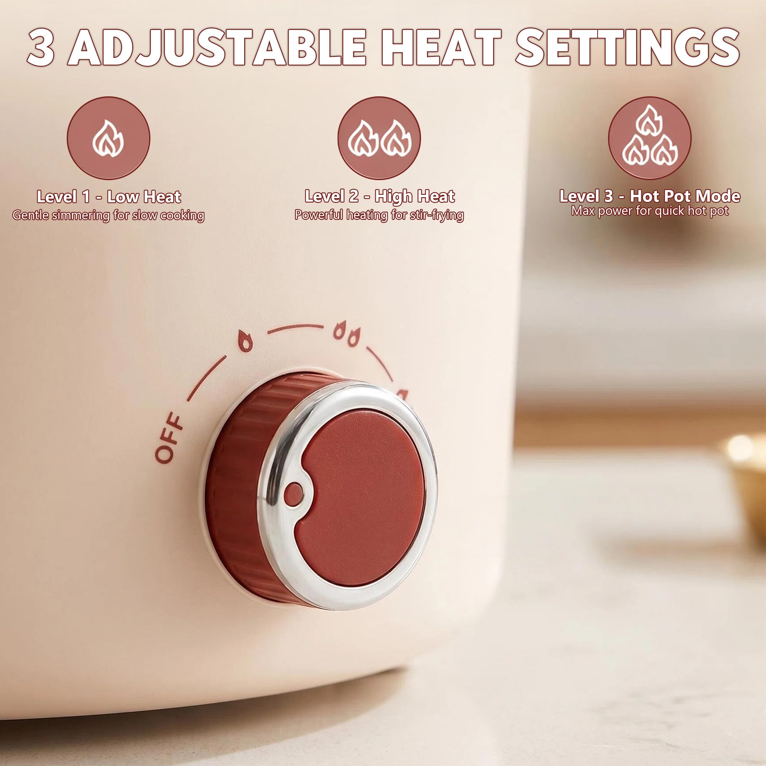 Hot Pot Électrique Portable 4,6 L avec Cuiseur Vapeur 1350W