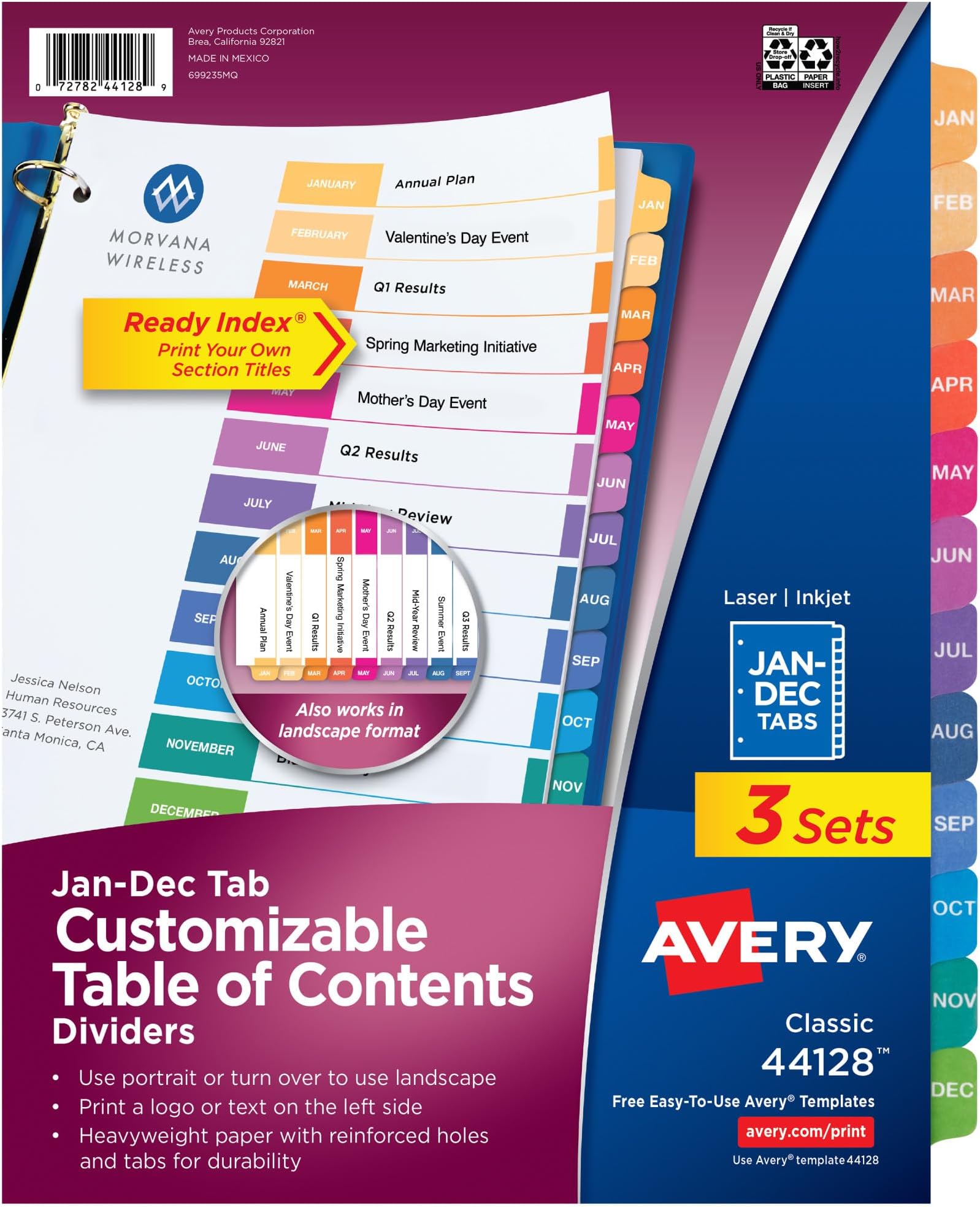 - Table of Contents Dividers, Jan-Dec Tab, Multicolor, 3 Sets | For Organizing Reports and Presentations, Printable Table of Contents, Reinforced Paper Dividers, For 3-Ring Binders