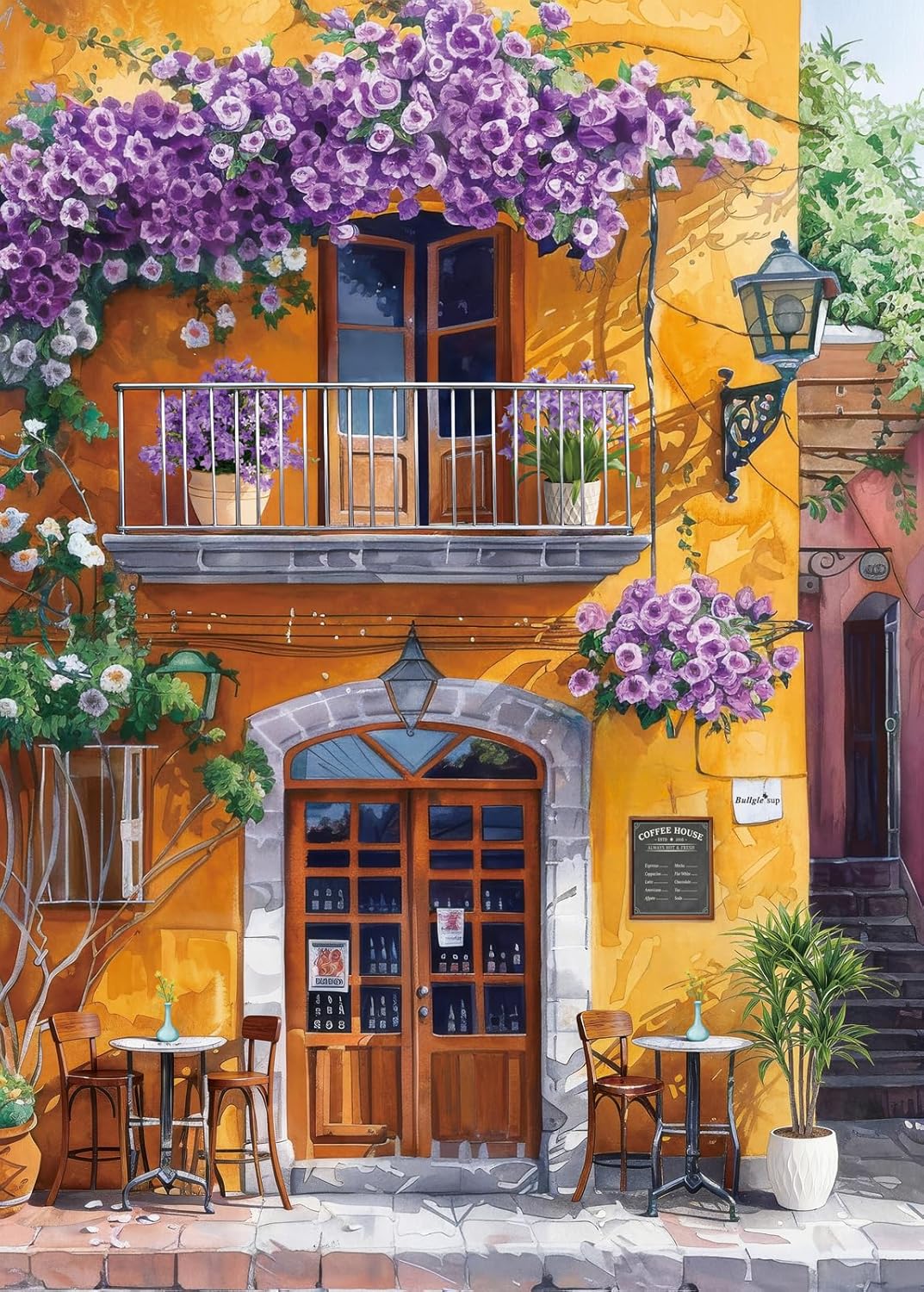 Puzzles for Adults 1000 Pieces, Cafe Jigsaw with Poster Letter on Back, Unique Pieces Fit Well No Dust (27.5"x19.6")