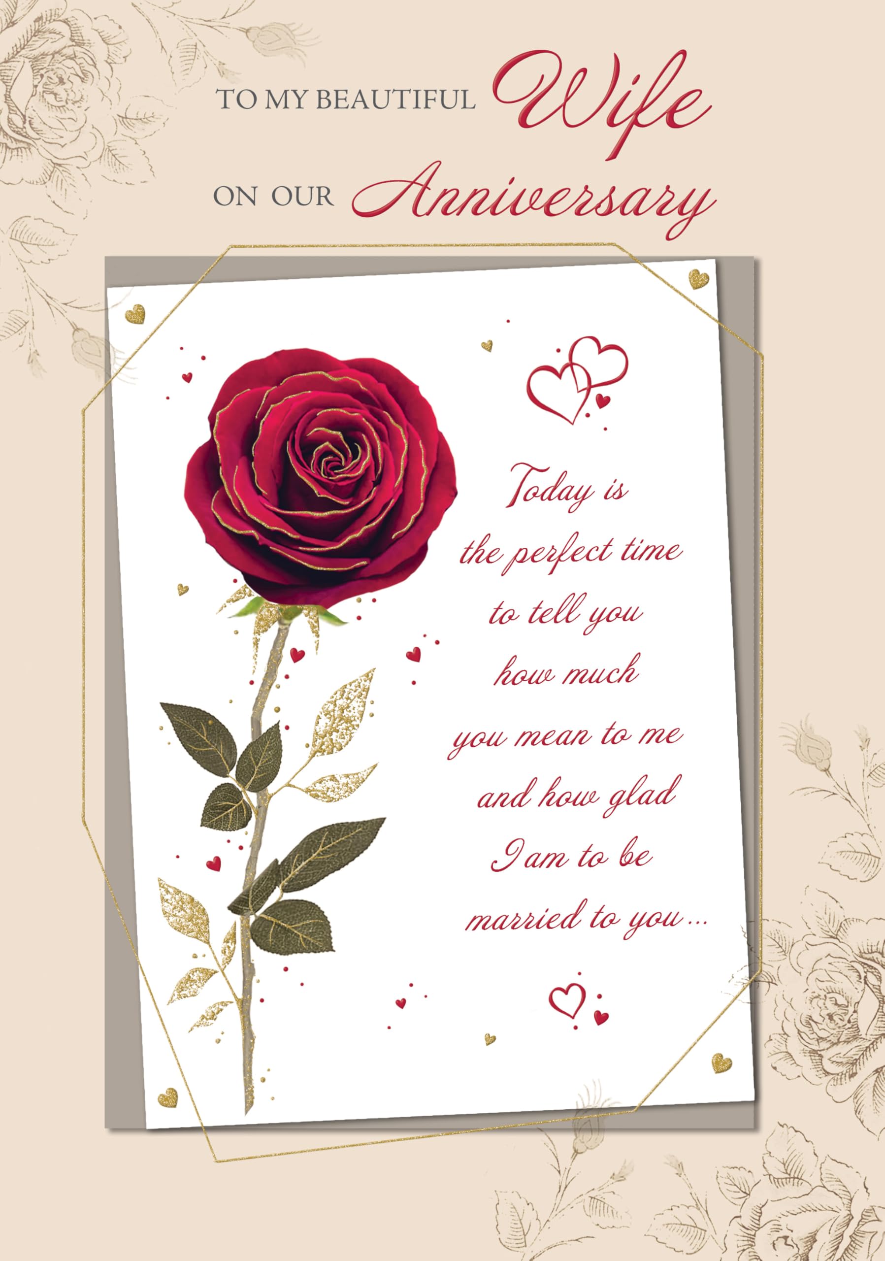 Piccadilly Greetings Anniversary Card, To My Beautiful Wife - 10 x 7 inches
