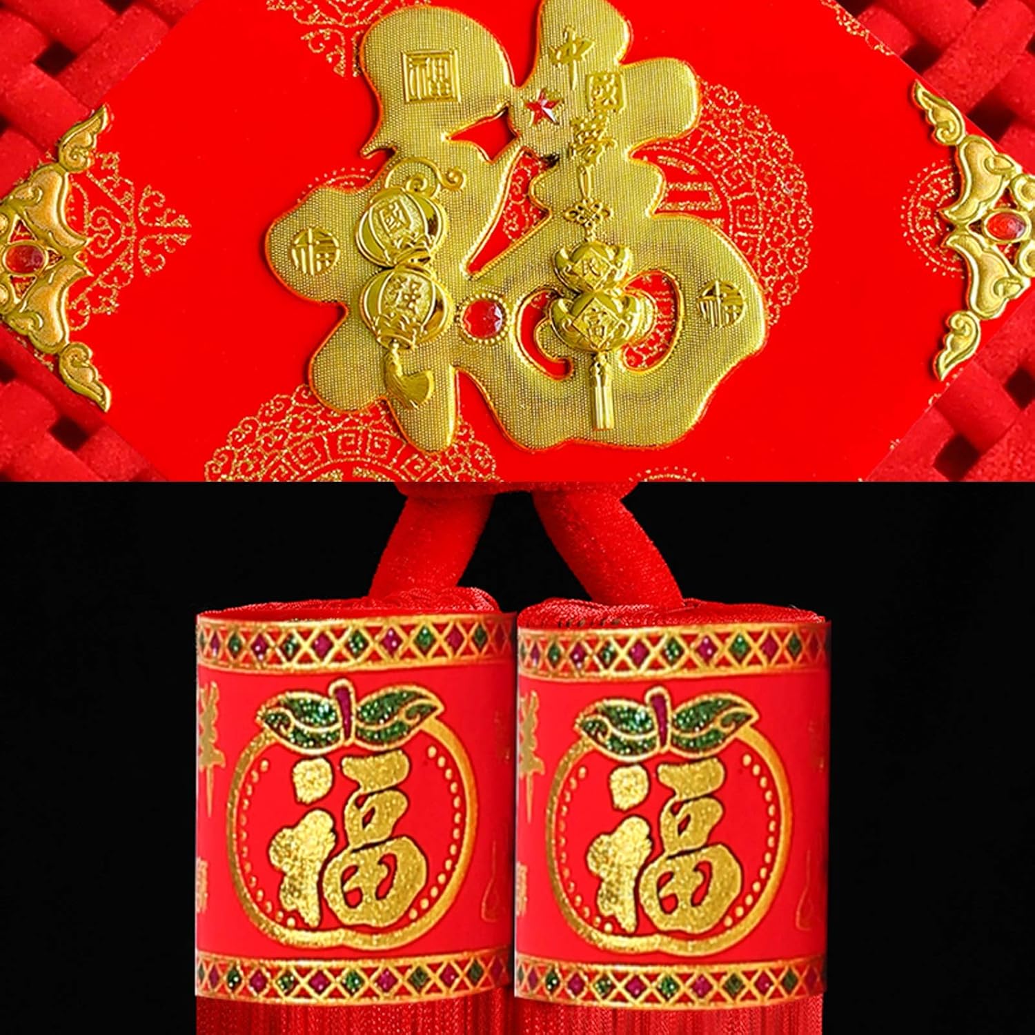 fu Character Living Room Background Wall Chinese Knot Pendant Hand-Woven Holiday Decoration Home Decor Tassels