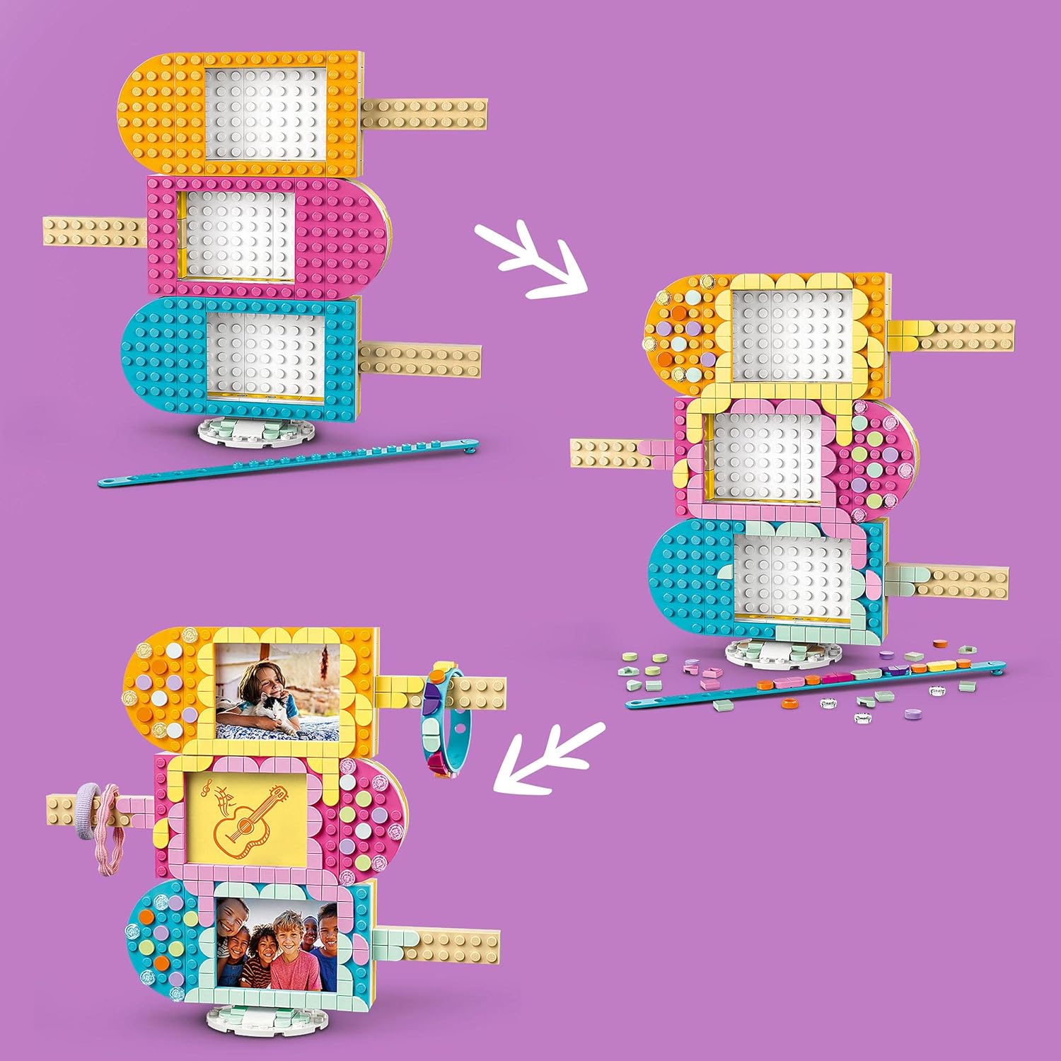 Lego® DOTS Ice Cream Picture Frames & Bracelet 41956 Craft Kit; Customisable Holder for Photos or Jewellery for Ages 6+