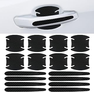 16 Pcs Car Door Handle Scratch Protector Carbon Fiber, Car Door Handle Paint Scratch Protector Sticker, Non-Marking Auto Door Handle Protective Film (Black)