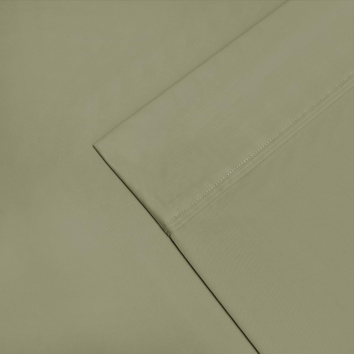 BNM 1200 Thread Count Egyptian Cotton Sheets, Mattress Sheet Sets, Luxury Bedding, 1 Deep Pocket Fitted Sheet, 1 Flat Sheet, 2 Pillowcases, Solid Embroidered Scroll Bedsheets, Full, Sage