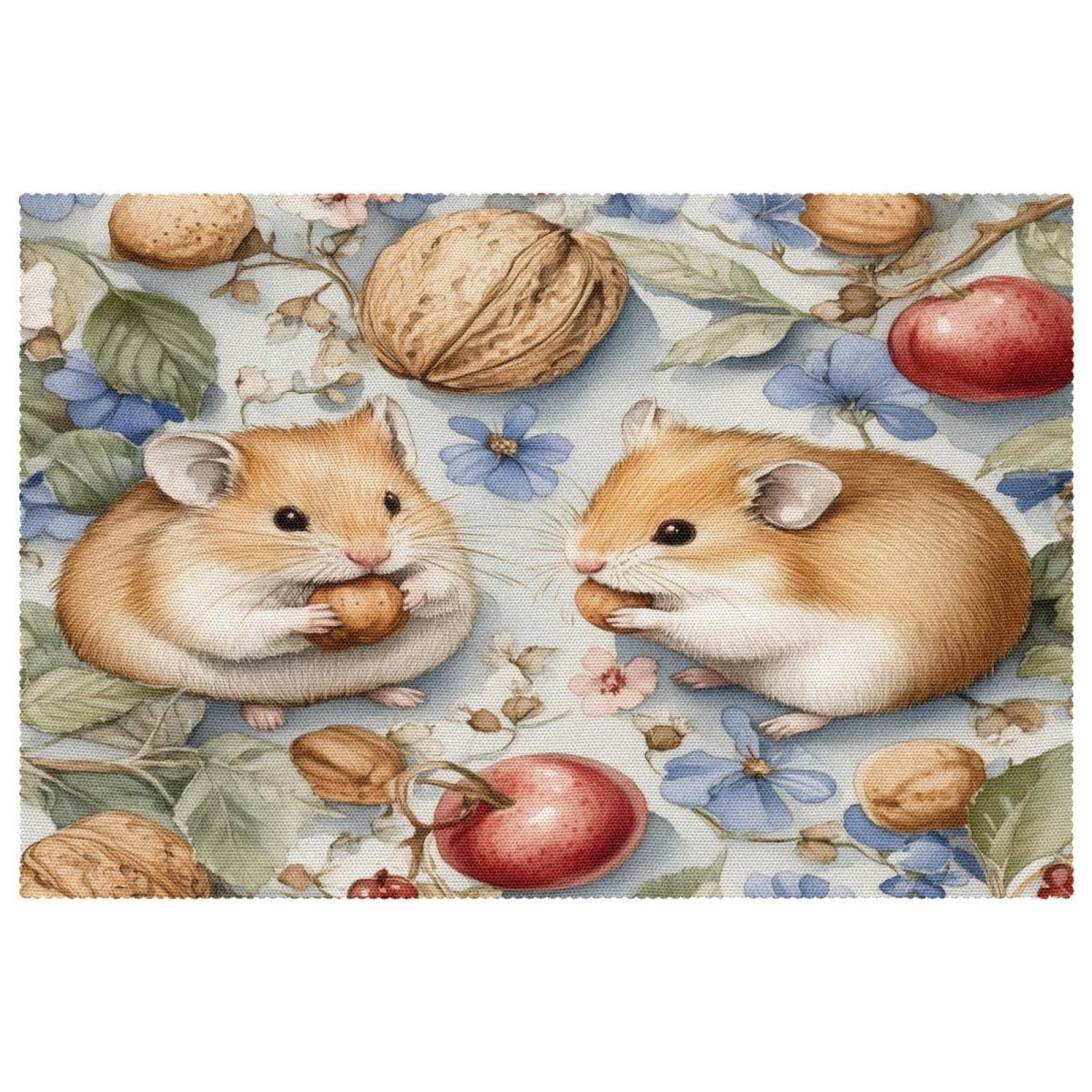 Sets de table antidérapants lavables lot de 6 motif fruits rouges 30,5x45,7 cm