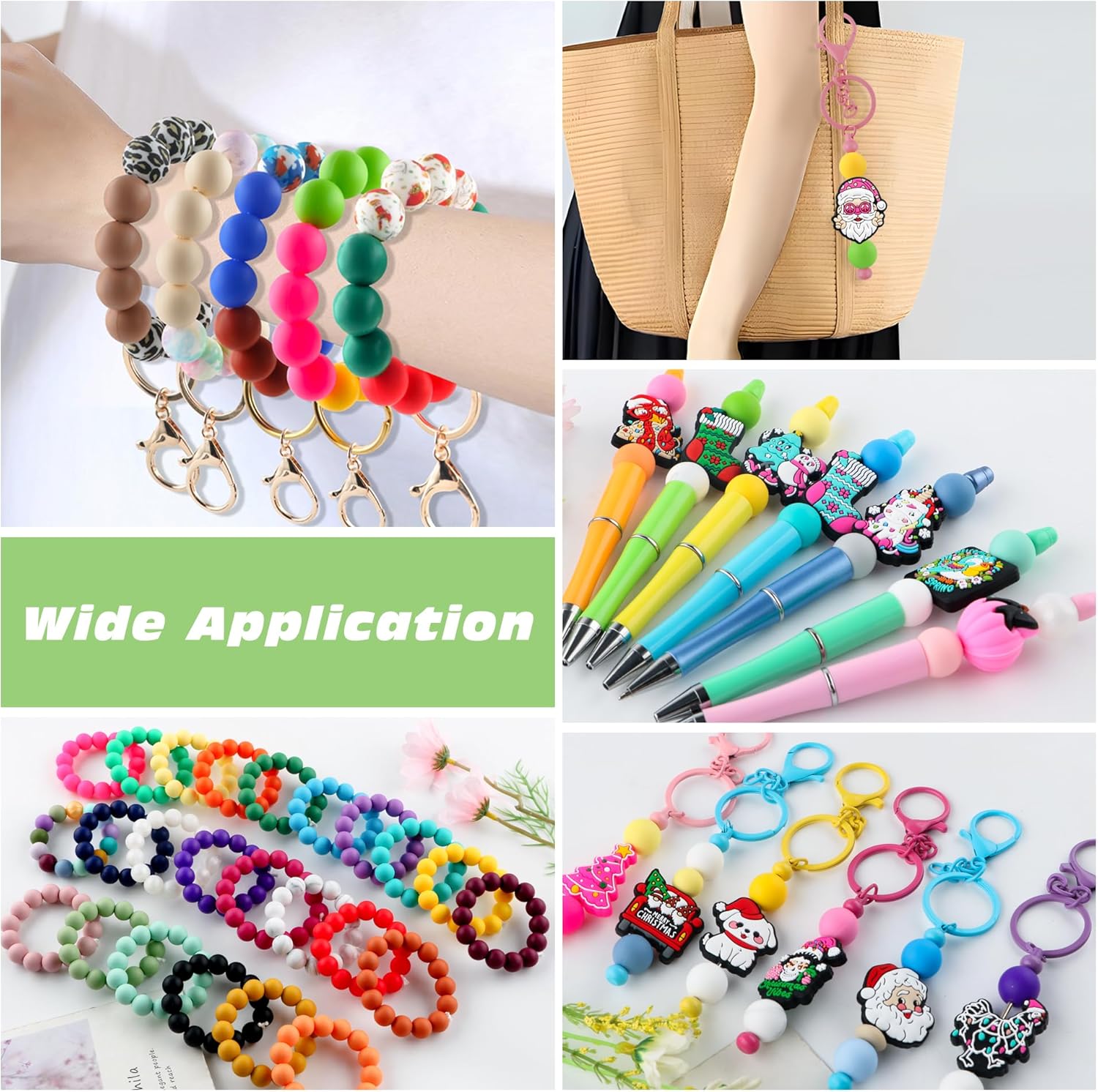 Sunrony 240Pcs 12mm Silicone Beads for Keychain Making, Mixed Color Round Silicone Beads for Pens and Necklace Bracelet Crafts Making (Multicolor Deep) - Image 6