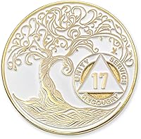 Vista 139 de Medallón AA de 5 años – Árbol de la Vida trenzado chapado en oro AA Chip de recuperación – morado