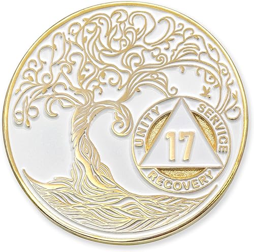 Miniatura 140 de Medallón/Ficha/Ficha de Recuperación AA Sobriety Mint de 2 Años, Árbol de la Vida Retorcido, Dorado - Negro