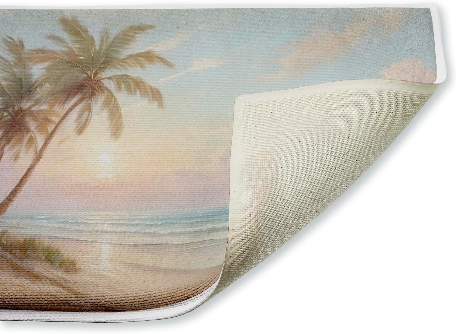 Stupell Industries Sunset View Beach Palms Plush Bathroom Mat & Bath Rug, Soft Quick-Dry Non-Slip Bathroom Rug with Recycled Foam Cushion, Tropical Coastal Sunset Design by Kim Allen, 18"x30"