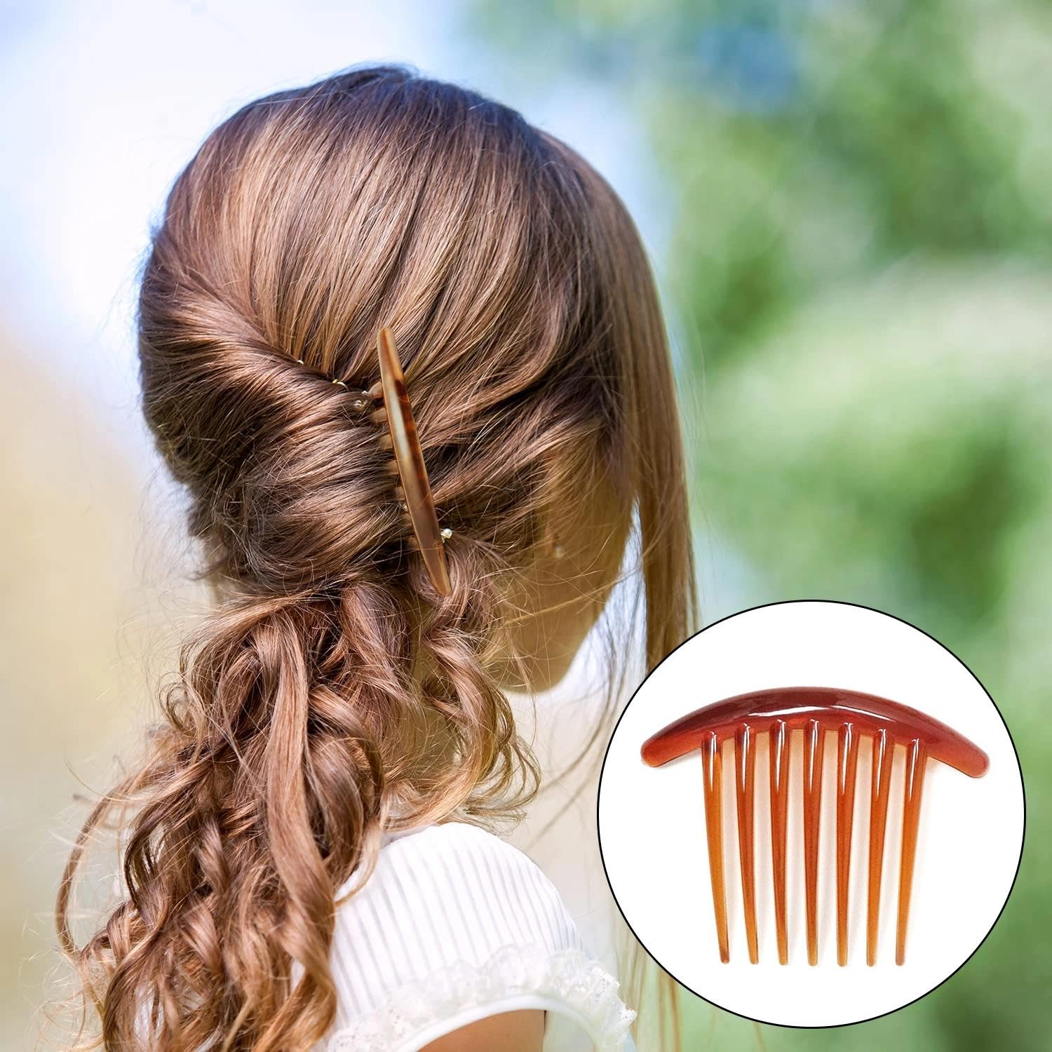 2 Pezzo Fermagli Eleganti a 7 Denti - Accessori per Capelli da Sera e Giorno, Pettinini Laterali per Trecce e Chignon Francese, Adatti a Donne e Ragazze per Ogni Occasione Speciale.