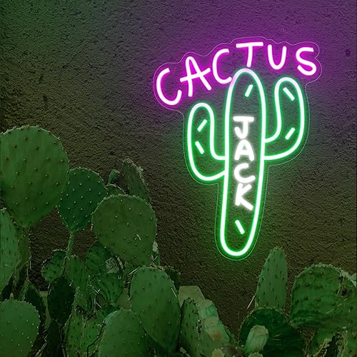 Letreros de neón con diseño de cactus para decoración de pared, regulable, color rosa y verde, luz LED de neón para decoración de dormitorio, Jack