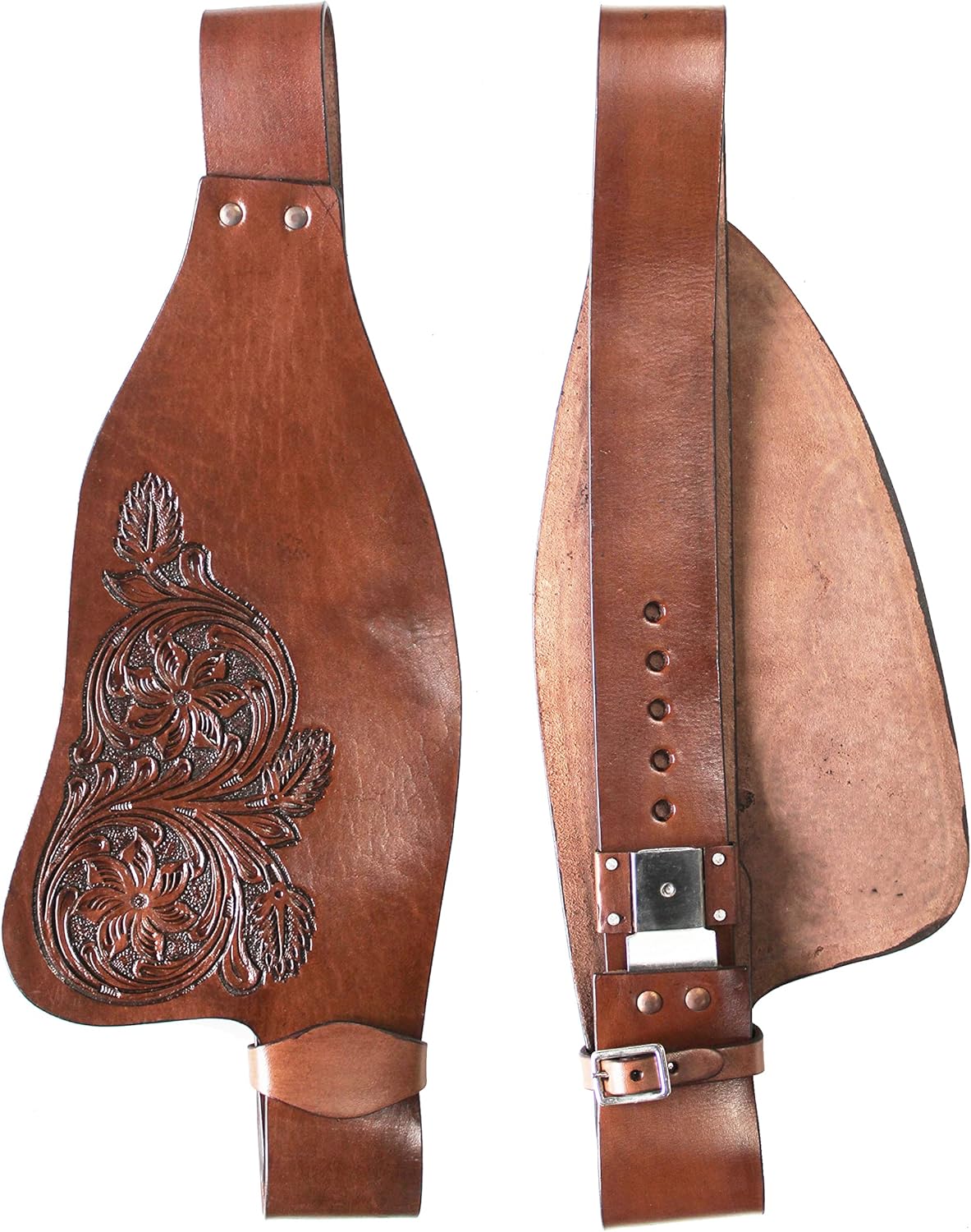 CHALLENGER Horse Western Adult Tooled Leather Replacement Saddle Fender Pair 5224