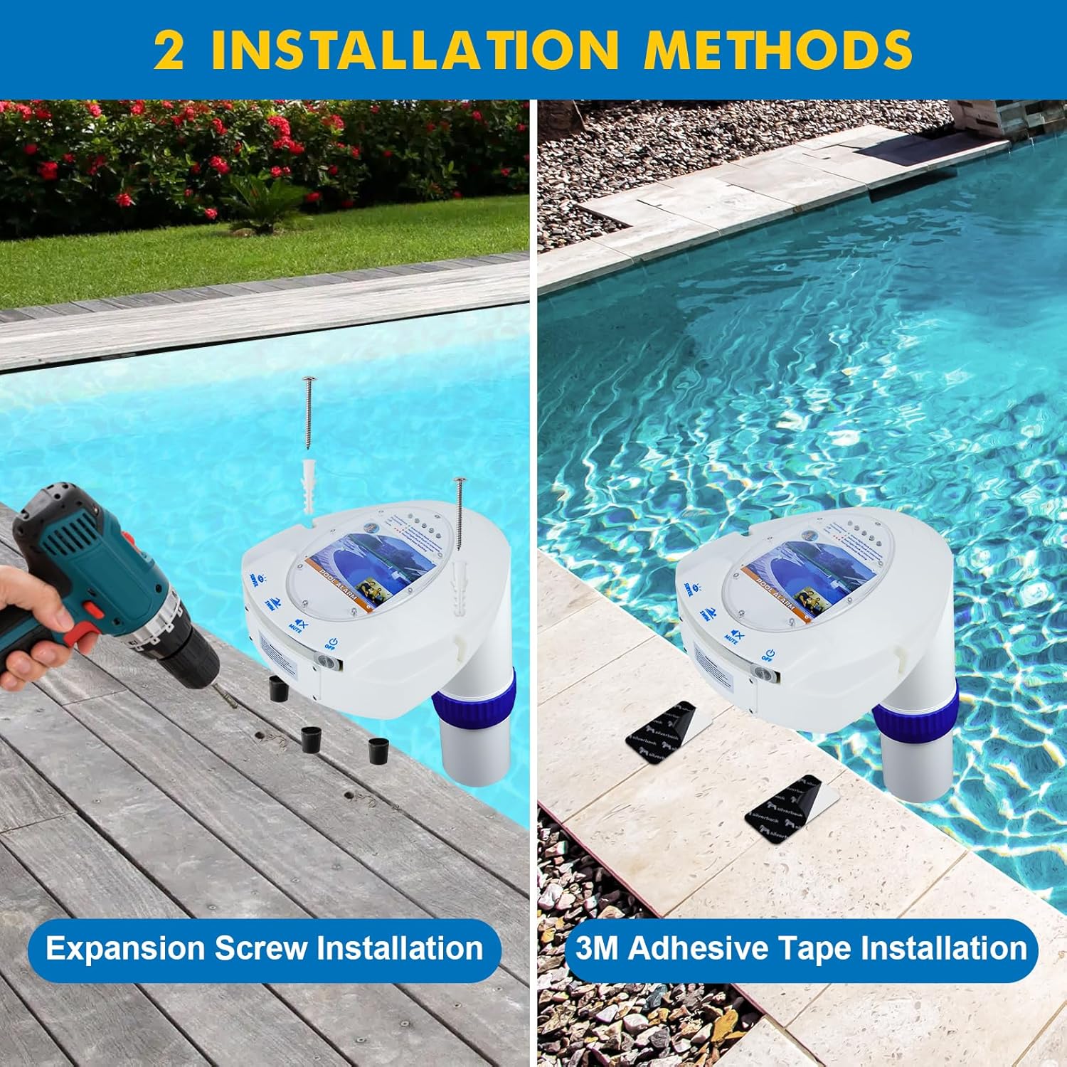 HOMEYA Pool Alarm, Rechargeable Battery Powered – Underwater Motion Sensor with Audio & Visual Alerts, Remote Receiver – for Inground & Aboveground Pools, Kids & Pets Safety, Fits Up to 16x32 sq.ft