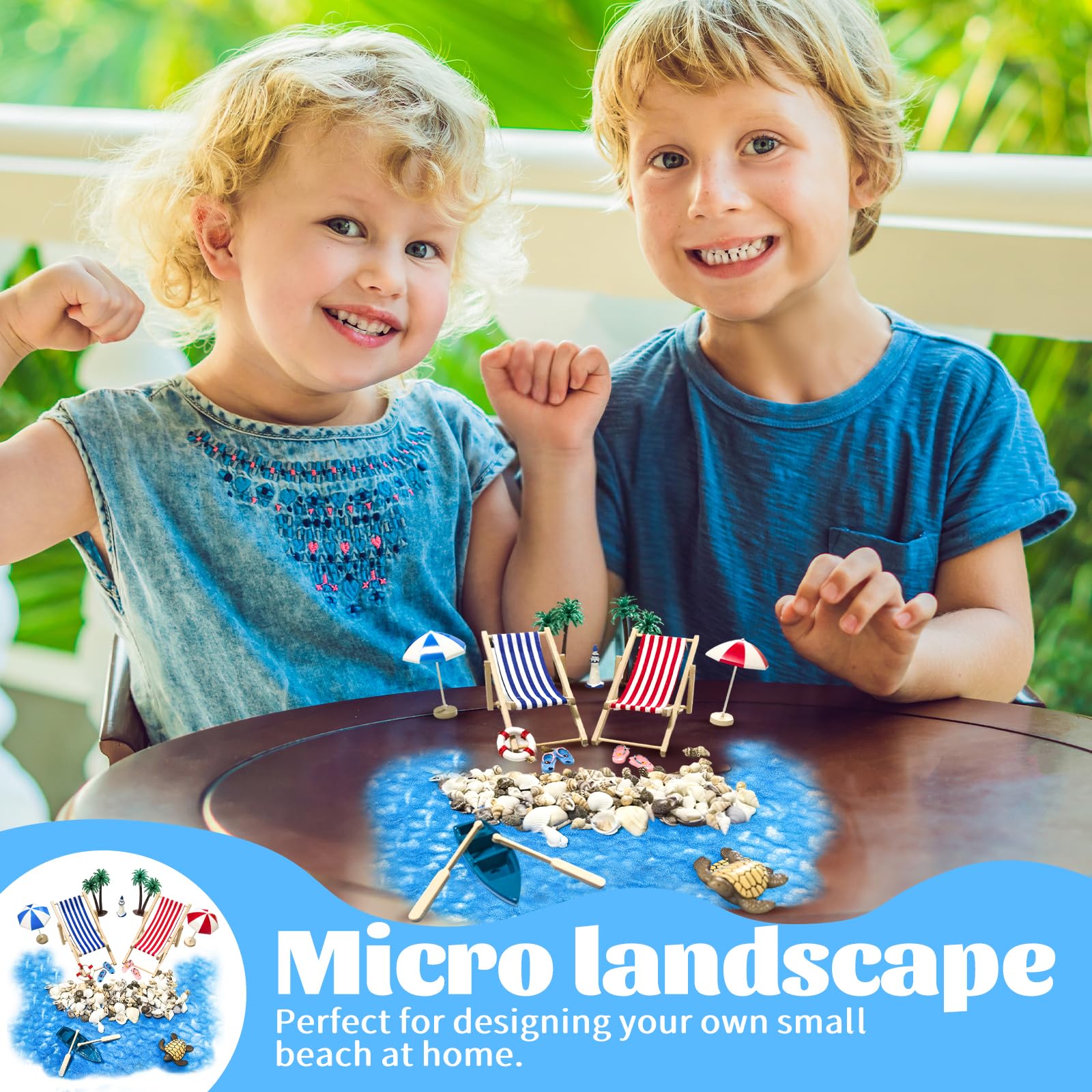 Strand-Miniatur-Deko-Set – Mit Leuchtturm, Strandkorb, Palmen & Mehr, Für Diorama, Puppenhaus & Deko