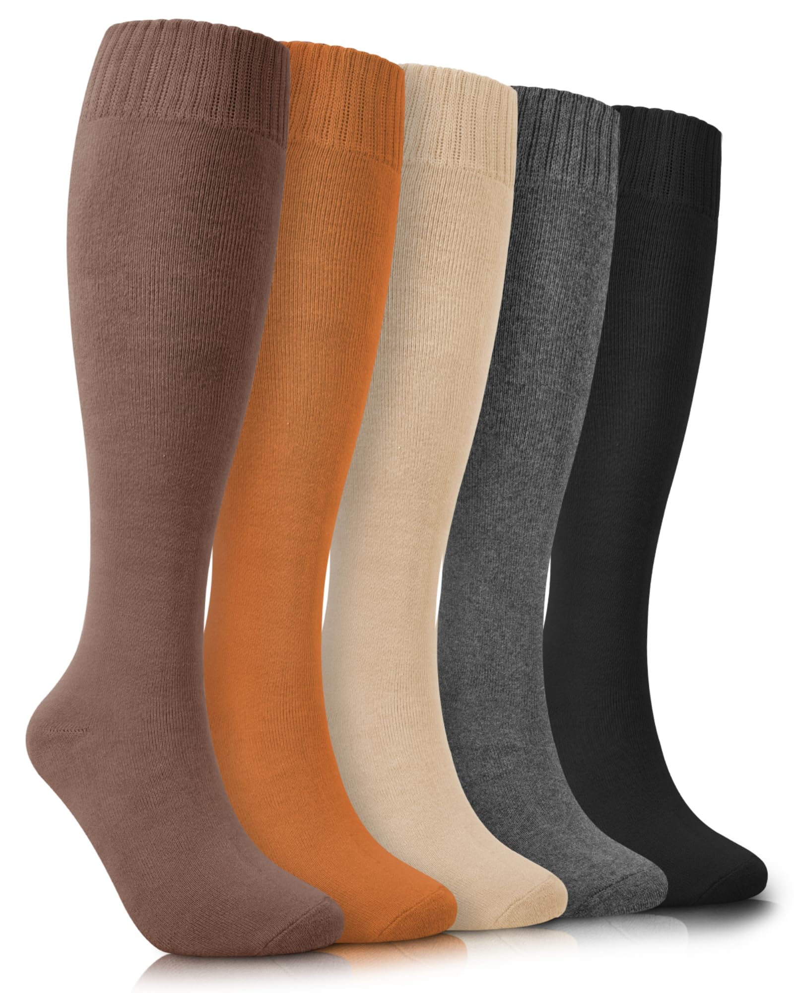 YSense 5 Pairs Warm Knee High Boot Socks for Women Winter Long Thermal Thick