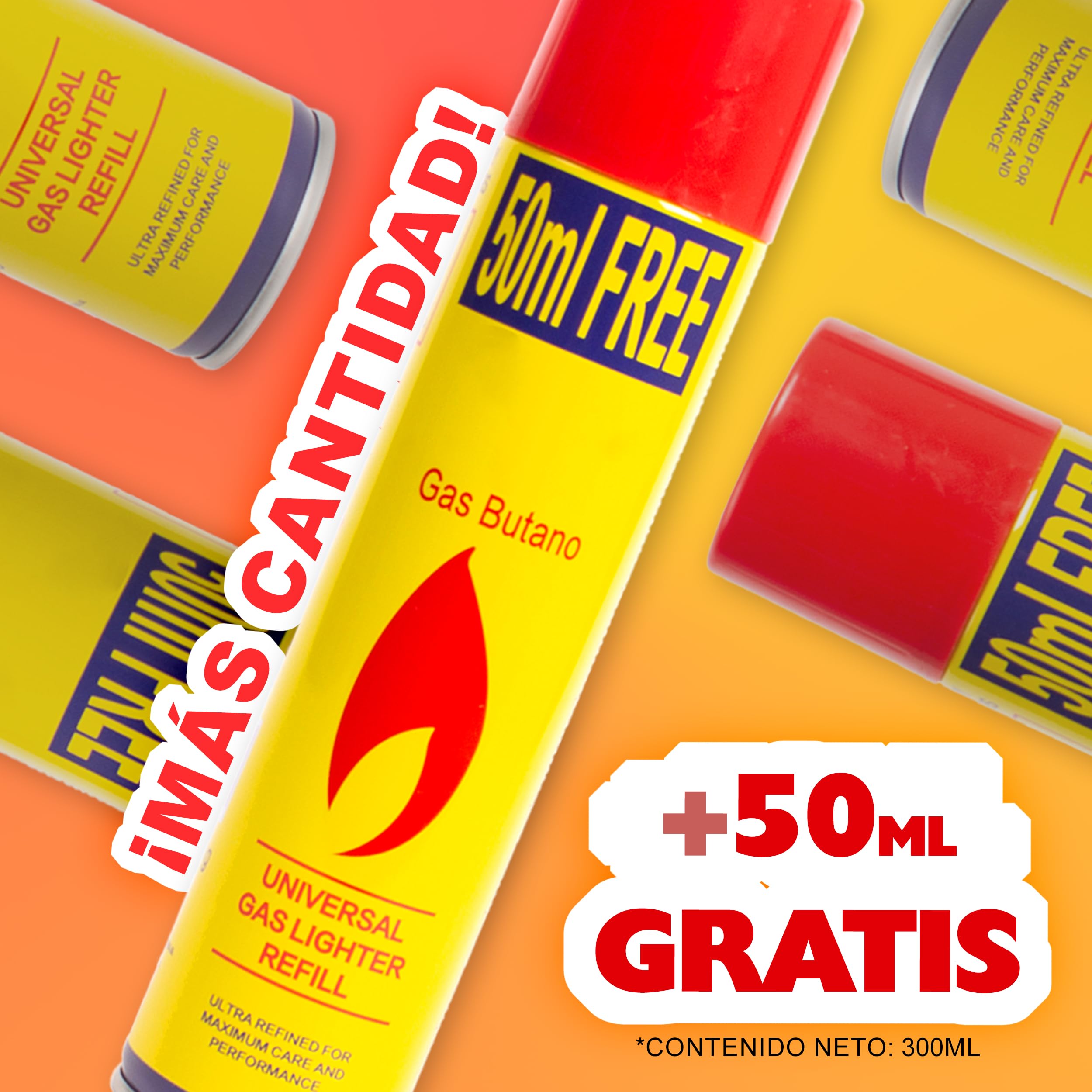 BESCH Pack de 12 Gas Butano para Mecheros 300ml – Recarga Universal para Encendedores Recargables, Compatible con Clipper, Válvula Precisa, Gas Ultra Refinado