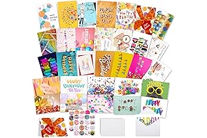 Joyberg Box of Birthday Cards with Envelopes - 32 Pcs 4x6 inch...