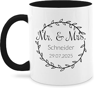 Tasse Tassen 325ml - Hochzeit - Mr und Mrs - Verlobung Hochzeitstag Hochzeitsgeschenk Partner Geschenk Paare - 325 ml - Schwarz - coffee personalised hochzeitstassen hochzeits brautpaar