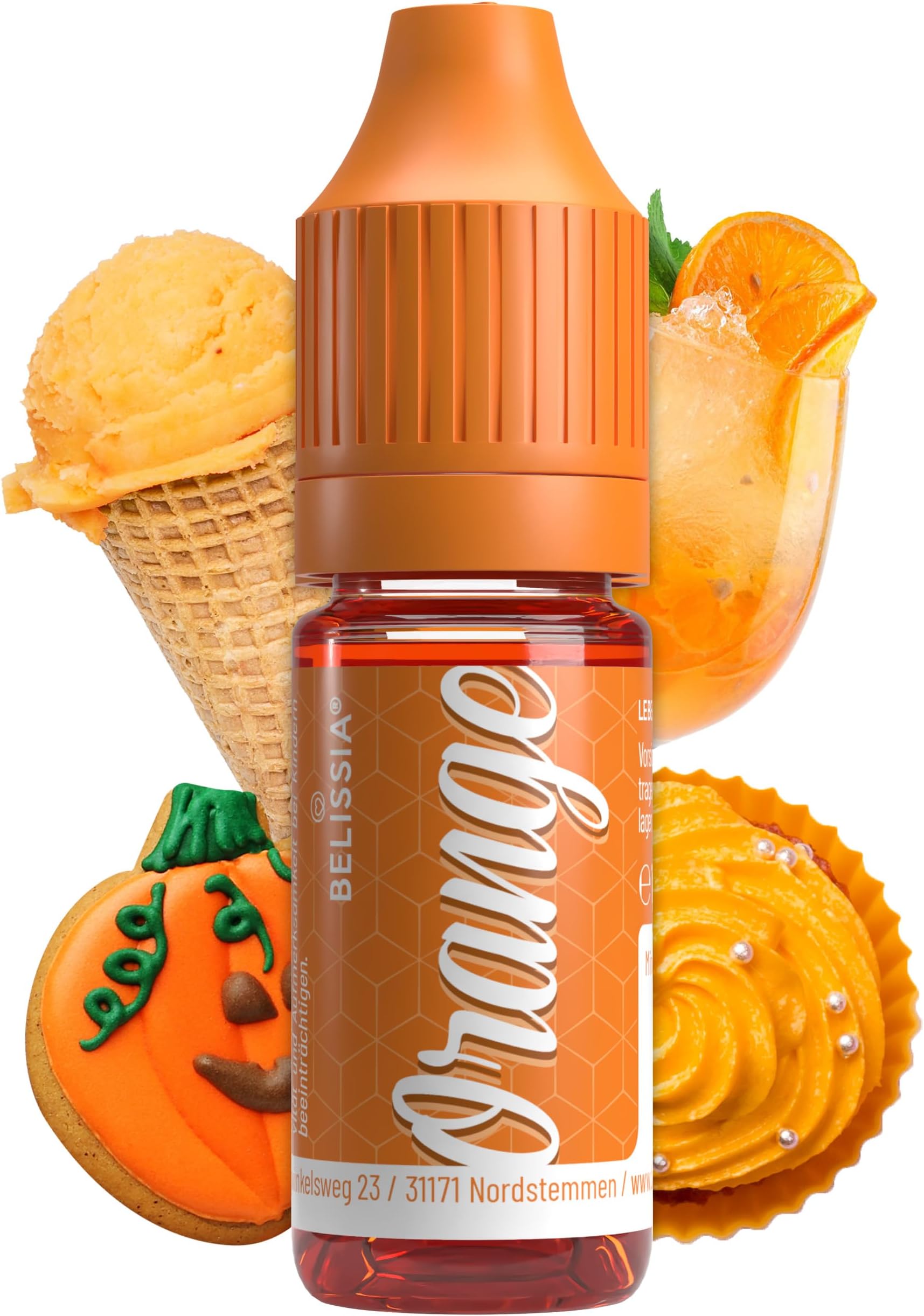 Belissia food colouring orange - 10ml liquid & highly concentrated - food-safe food colouring for baking, cooking, fondant & DIY - vegan, strong colouring, neutral taste