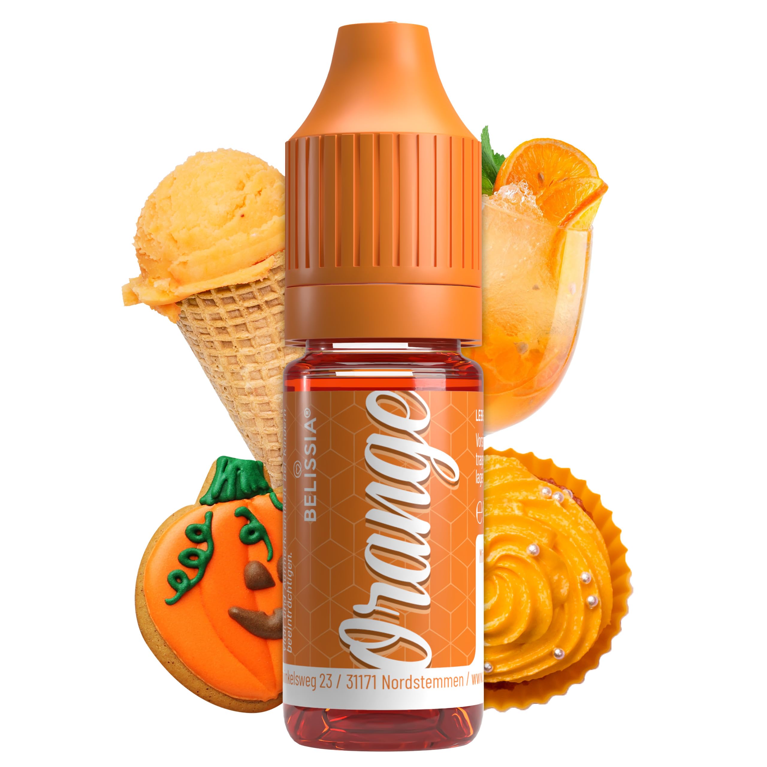 Belissia food colouring orange - 10ml liquid & highly concentrated - food-safe food colouring for baking, cooking, fondant & DIY - vegan, strong colouring, neutral taste