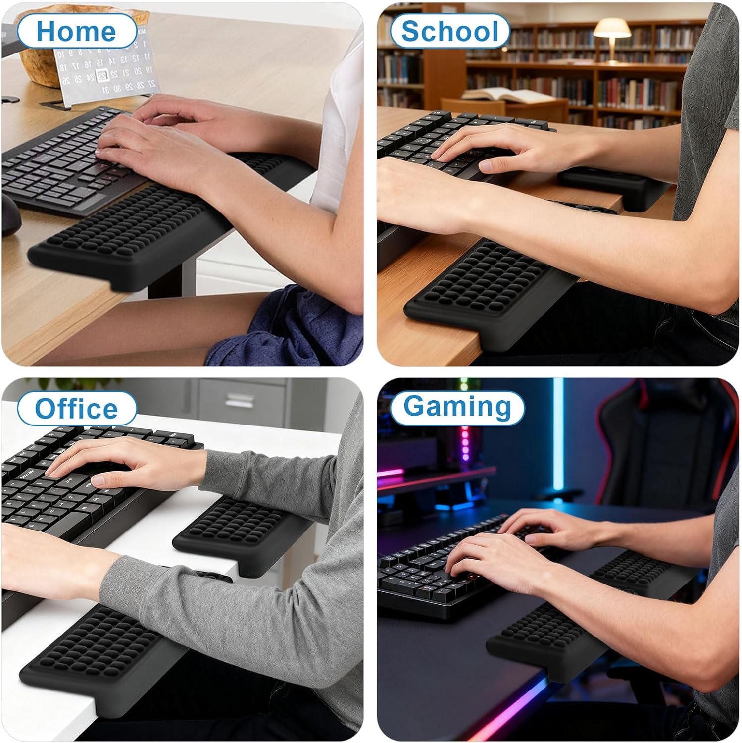 Arm Rest for Desk, L-Shaped Elbow Pad 2-Piece Set, Non-Slip Wrist Rest for Computer Keyboard Elbow Rest, Memory Foam Desk Wrist Support, Ergonomic Desk Edge Cushion for Office and Home Use