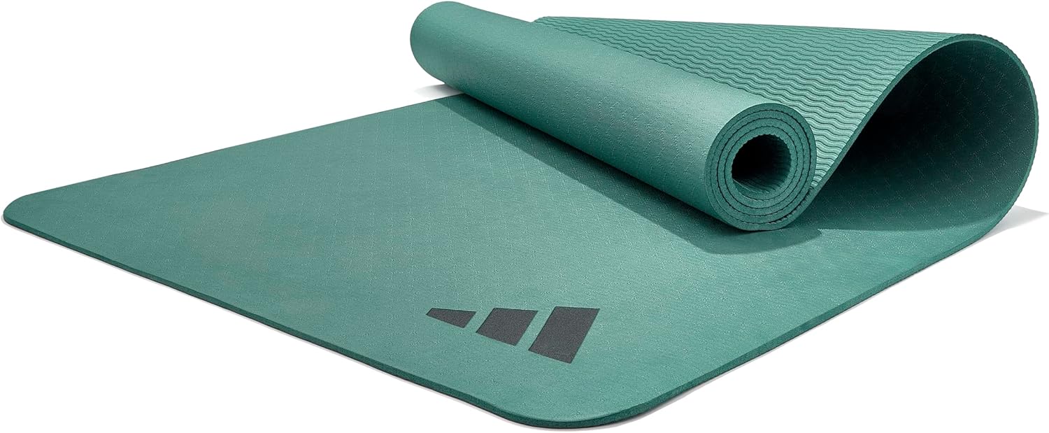 adidas Premium Yoga Mat, Firm-Density Workout Mat, 5 mm