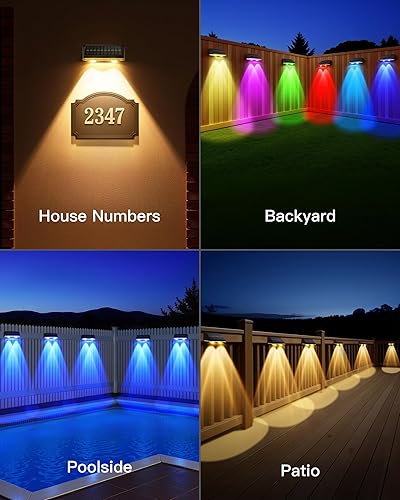 Miniatura 8 de Luces solares para valla al aire libre, paquete de 12 luces impermeables IP65 para valla alimentadas por energía solar con lente LED ultra