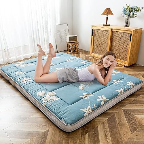 Miniatura 2 de MAXYOYO - Colchón tipo futón con estampado floral japonés, acolchado, para cama, extra grueso, plegable, transpirable, tumbona para el suelo, cama