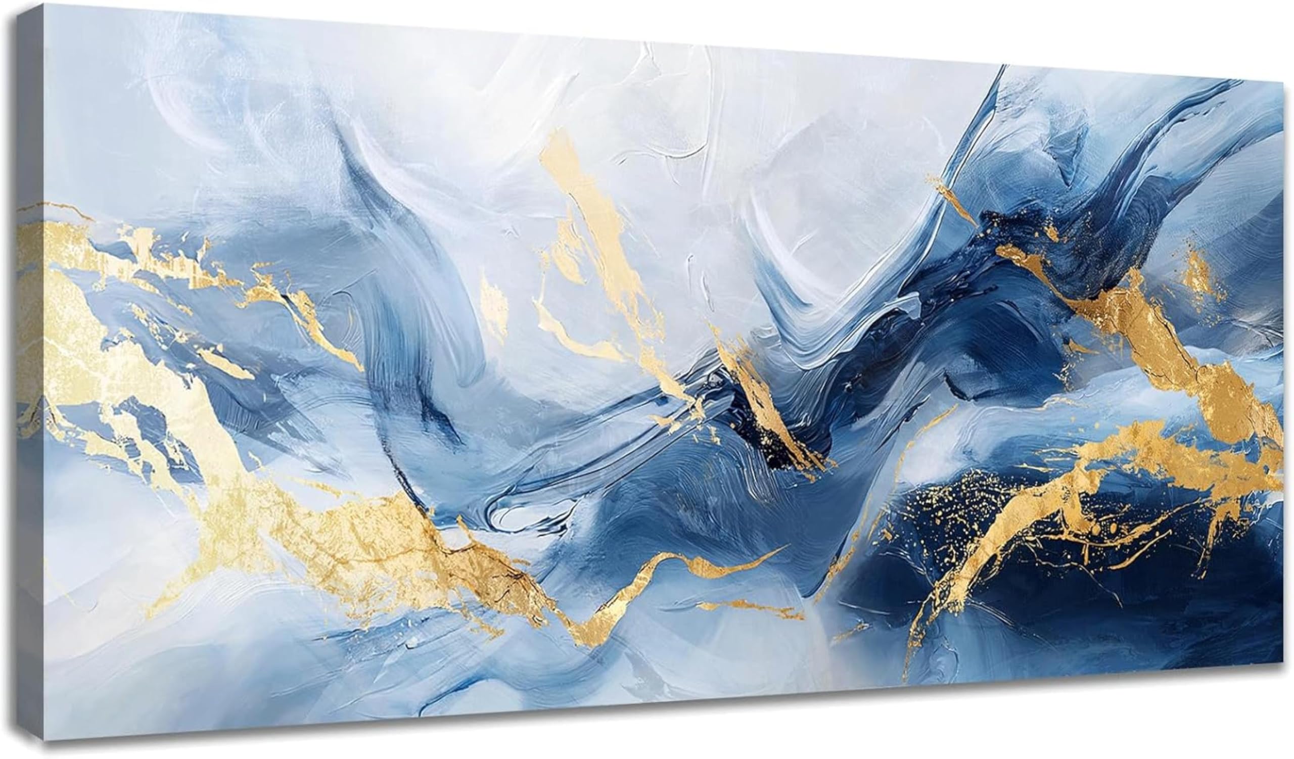 Impression sur toile abstraite bleu marine grand tableau déco - 8