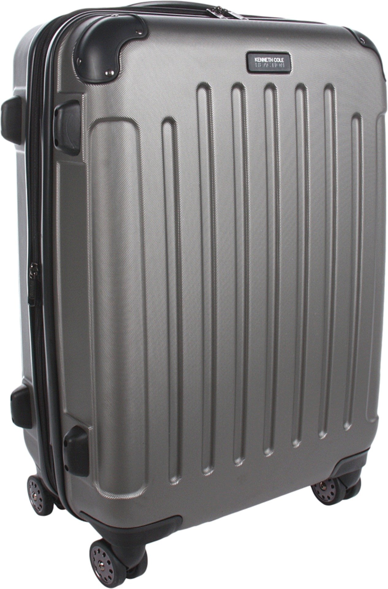 Kenneth Cole REACTION Renegade Luggage Expandable 8-Wheel Spinner Lightweight Hardside Suitcase, Silver, 24-Inch Checked