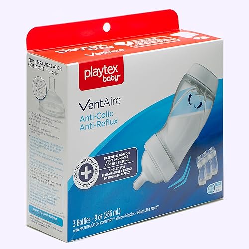 Miniatura 2 de Playtex Baby VentAire - Biberón completo para el abdomen, anticólicos y antirreflujo, transparente, 9 onzas, 3 unidades
