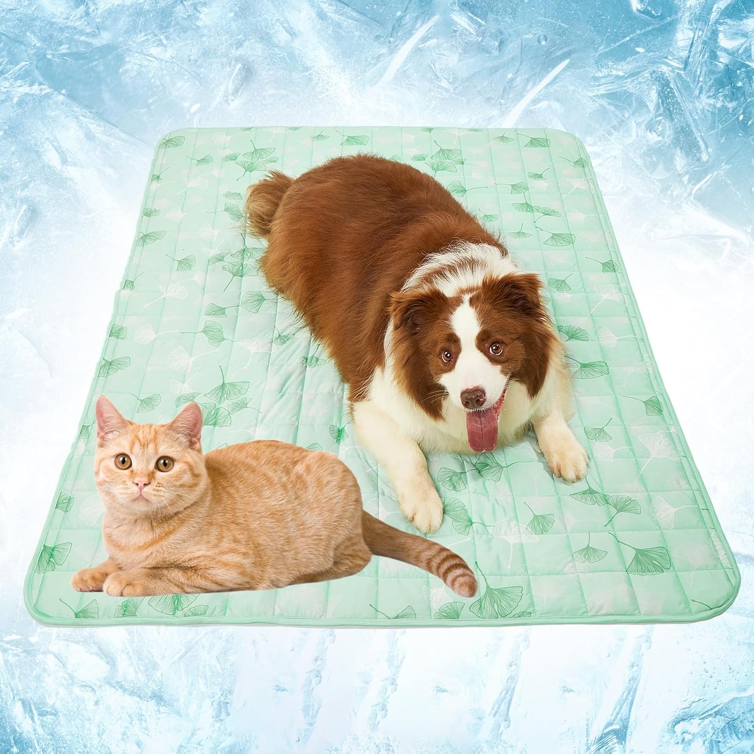 SUPRIY Pet Cooling Blanket for Summer - Ice Cold Qmax0.4 Tech Dual-Use for Humans & Pets, Portable Reversible Mat Machine Washable for Dogs Cats Indoor Outdoor Travel (44 * 58, Blue Ocean)