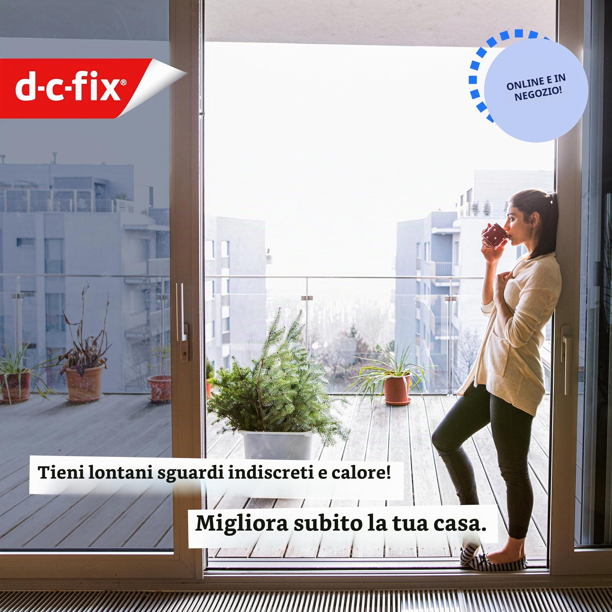 d-c-fix Pellicola Specchio Autoadesiva (90x150cm) Pellicola per Finestre Privacy da Esterno, Trasparente all'Interno (di giorno) – Protezione UV 99%, Pellicola Riflettente