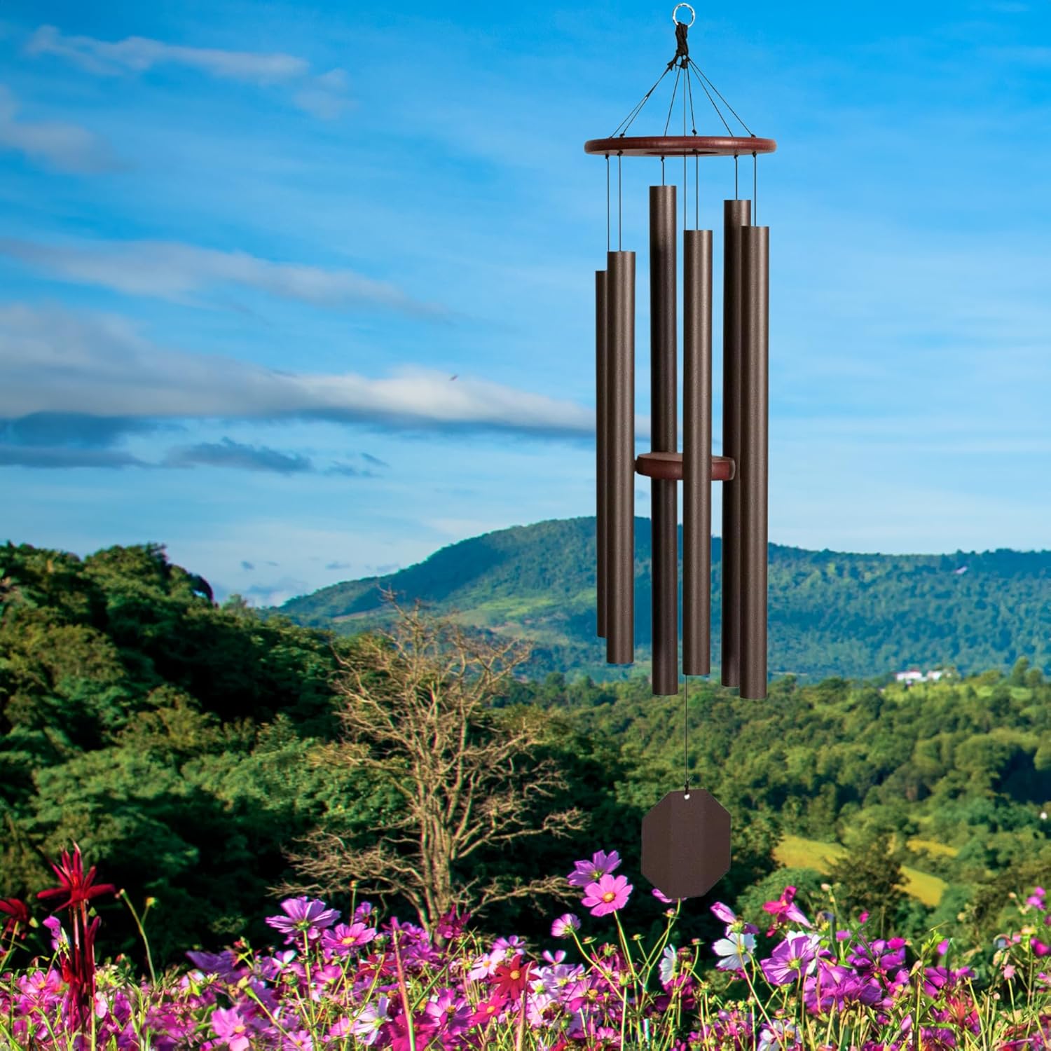 Lambright Chimes Hummer 50" Tall Terra Wind Chimes for Outside, Windchimes for Women, Anniversary, Housewarming, Memory, Sympathy, Loss, Celebration