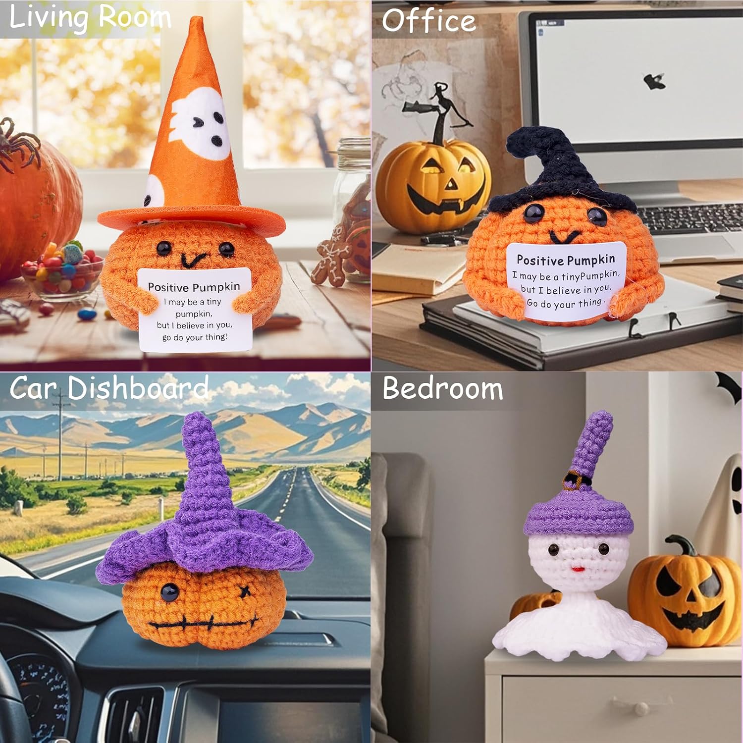 Halloween Positive Pumpkin Cute Knitted Crochet Decoration