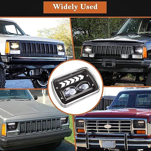 Miniatura 8 de BESTZHEYU Faros delanteros LED 7x6 5x7 compatibles con XJ Wrangler YJ GMC Ram W250 D350 Ramcharger Chevy S10 faros LED con luces DRL y direccionales