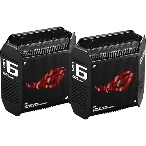 ASUS ROG Rapture GT6 (2PK) AX10000 Tri-Band WiFi 6 Gaming Mesh System, Covers up to 5,800 sq ft, 2.5 Gbps Port, Triple-Level Game Acceleration, UNII 4, Free Lifetime Internet Security, Black