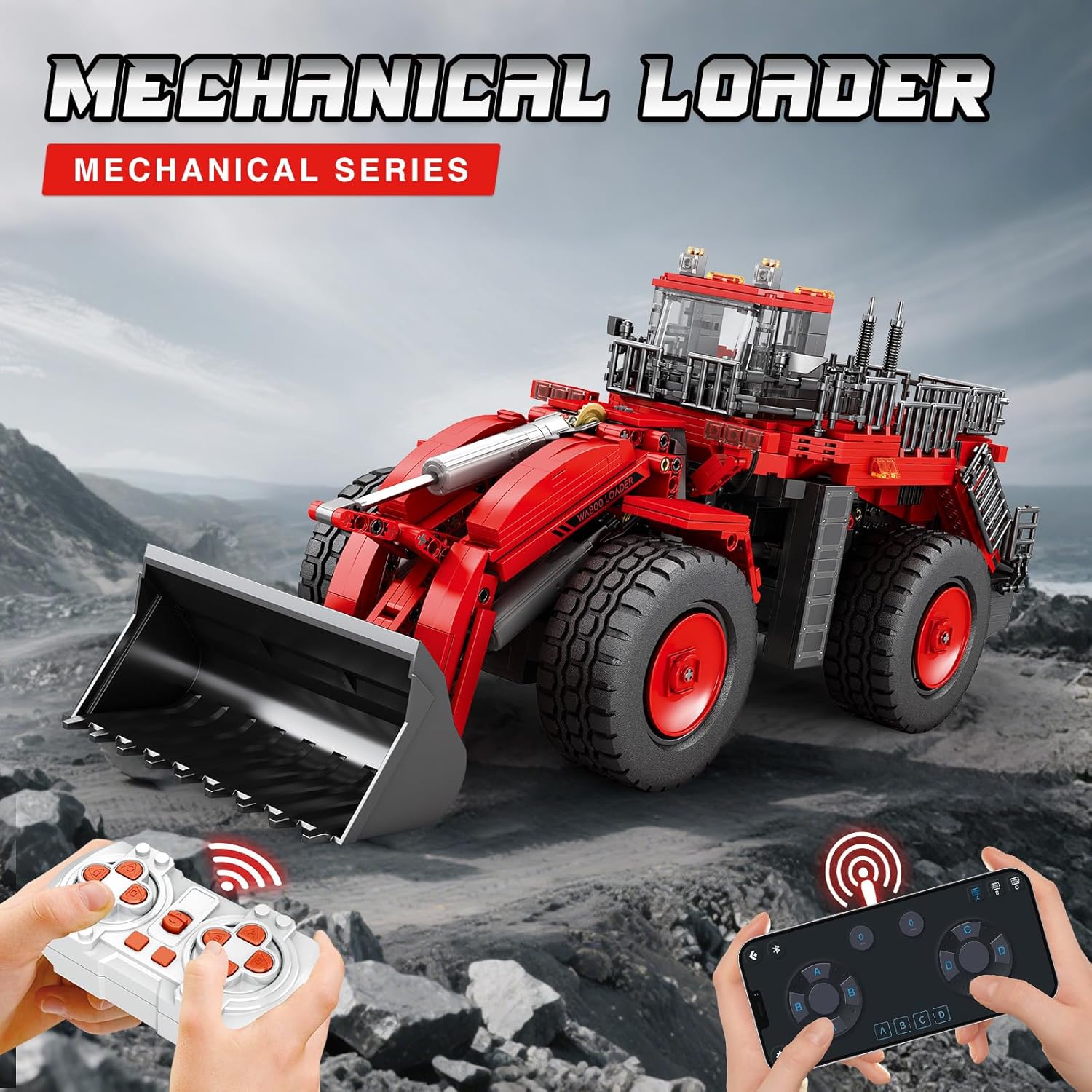 Reobrix Bulldozer Building Blocks Set 22010 with remote control and smartphone app control.